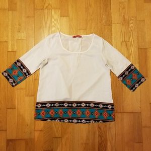 Almost Pink Tribal Weave Open Back Shirt